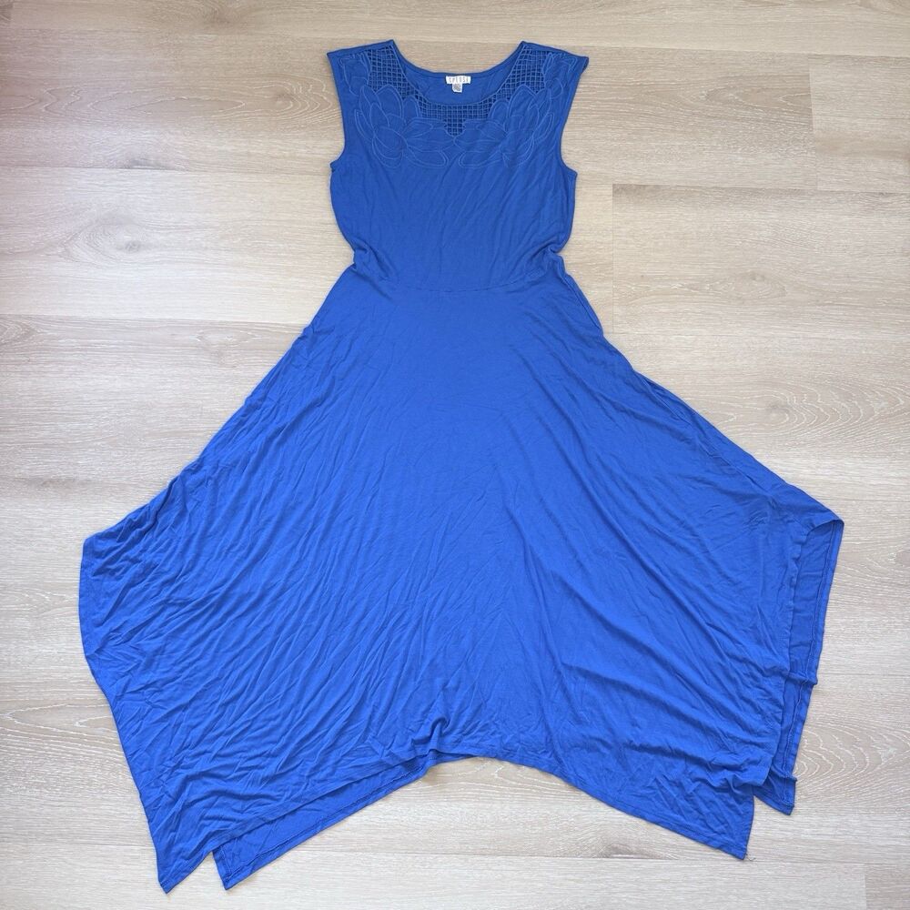 Embroidered Applique Midi Dress Spense Sz S Boho Whimsigoth Lagenlook 80s Style - Picture 12 of 16